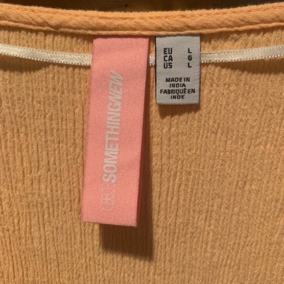 Something New Chrissy Long Sleeve V-neck Short Dress in Light Orange Large - Picture 4 of 6